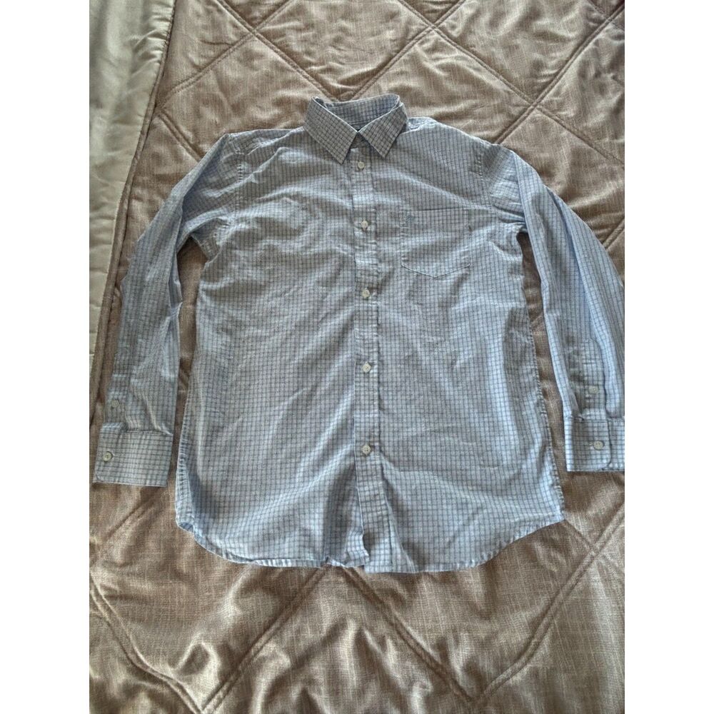 IZOD: Plaid Long Sleeve Button-Down Shirt Blue Youth Boys Size Large 14/16